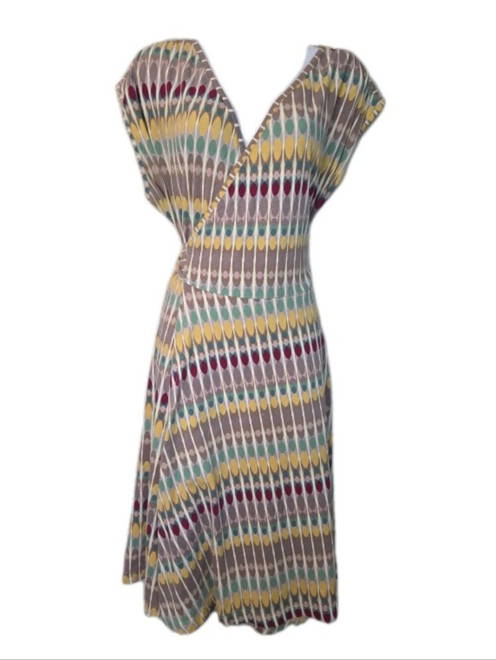 Effie's Heart Wrap Midi Dress Colorful Size 2X Spring Pop Art Mod